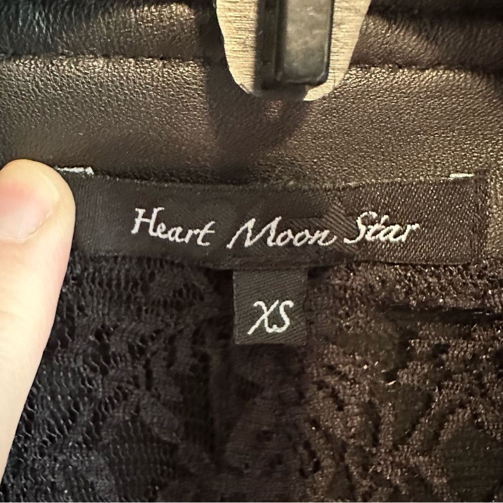 Hart Moon Star Ruffle Black Lamb Leather Jacket - Picture 2 of 7